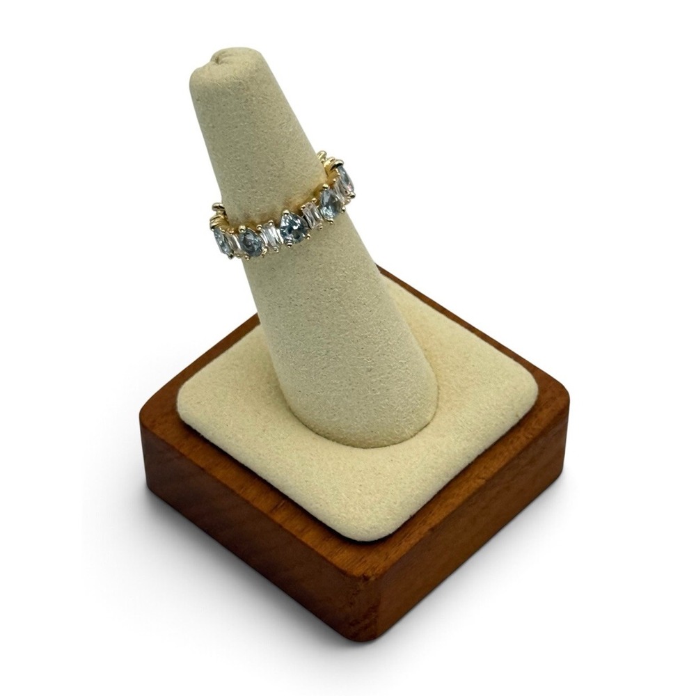 Bomb Party "A Dazzling Glow" LB Aquamarine Spinel & Diamond CZ Gold Plating SZ 6